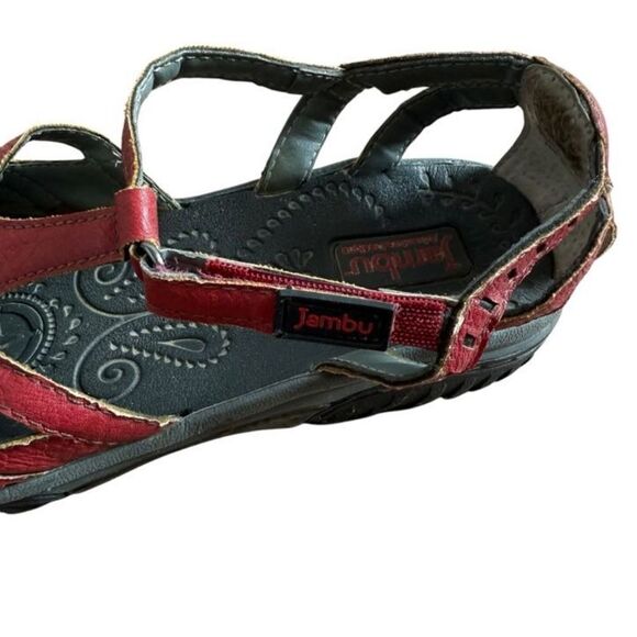 Jambu Sandals Shoes 7.5 M Red Gail Memory Foam Bump Toe Comfort - Picture 9 of 9